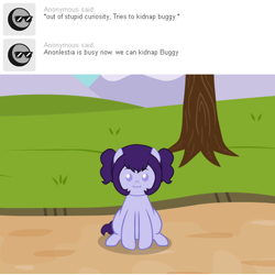 Size: 540x540 | Tagged: safe, artist:aha-mccoy, derpibooru import, oc, oc only, oc:buggy, original species, nopony-ask-mclovin, ask, description is relevant, female, filly, offspring, parent:oc:anonlestia, parent:oc:glitch, parents:oc x oc, solo, tumblr