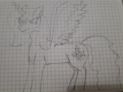 Size: 4608x3456 | Tagged: safe, artist:katya, derpibooru import, alicorn, pony, angry, female, graph paper, solo, traditional art