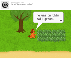 Size: 540x450 | Tagged: safe, artist:aha-mccoy, derpibooru import, oc, oc only, oc:aha mclovin, pegasus, pony, nopony-ask-mclovin, ask, grass, male, pixel art, pokémon, solo, speech bubble, stallion, tall grass, tumblr