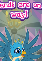 Size: 1228x1771 | Tagged: safe, derpibooru import, gallus, pony, cropped, cute, gallabetes, gameloft, meme, solo, wow! glimmer