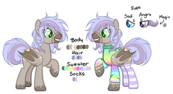 Size: 1024x558 | Tagged: safe, artist:mintoria, derpibooru import, oc, oc:night gazer, bat pony, pony, clothes, male, reference sheet, simple background, socks, solo, stallion, striped socks, sweater, transparent background