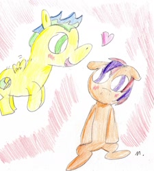 Size: 1631x1813 | Tagged: safe, artist:ptitemouette, derpibooru import, oc, oc:apple tango, oc:glory sentry, next generation, oc x oc, offspring, parent:apple bloom, parent:flash sentry, parent:tender taps, parent:timber spruce, parents:tenderbloom, parents:timberflash, shipping