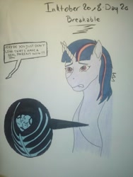 Size: 774x1032 | Tagged: safe, artist:0-van-0, derpibooru import, twilight sparkle, father knows beast, heartbreak, inktober, inktober 2018, lip bite, sad, speech bubble, traditional art, x-ray, x-ray picture