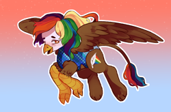 Size: 1280x839 | Tagged: safe, artist:milky-rabbit, derpibooru import, oc, oc:rainbow feather, classical hippogriff, griffon, hippogriff, blushing, clothes, cute, interspecies offspring, magical lesbian spawn, offspring, parent:gilda, parent:rainbow dash, parents:gildash, swimsuit