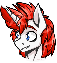 Size: 1636x1788 | Tagged: safe, artist:lrusu, derpibooru import, oc, oc only, oc:life bloom, pony, unicorn, fallout equestria, bust, fanfic, fanfic art, horn, male, portrait, simple background, smiling, stallion, teeth, transparent background