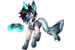 Size: 3500x2350 | Tagged: safe, artist:immagoddampony, derpibooru import, oc, oc:coldwater, pony, unicorn, card, magic, male, simple background, solo, stallion, sweater vest, transparent background