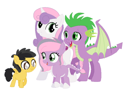 Size: 686x496 | Tagged: safe, artist:kitkat7532, derpibooru import, spike, sweetie belle, dracony, dragon, hybrid, adopted offspring, family, female, interspecies offspring, male, offspring, parent:spike, parent:sweetie belle, parents:spikebelle, shipping, spikebelle, straight, winged spike