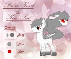 Size: 3764x3136 | Tagged: safe, artist:nekoremilia1, derpibooru import, oc, oc:brave heart & kind soul, bat pony, pony, bat pony oc, closed species, grey hair, monster rabbit, red eyes, reference sheet, species