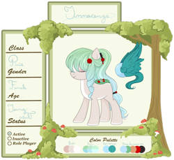 Size: 2000x1833 | Tagged: safe, artist:nekoremilia1, derpibooru import, oc, pony, brown body, closed species, faering, green hair, reference sheet, species