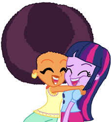 Size: 2108x2312 | Tagged: safe, artist:bigpurplemuppet99, artist:xxcatartsxx, derpibooru import, saffron masala, twilight sparkle, equestria girls, base used, equestria girls-ified, female, hug, lesbian, shipping, simple background, transparent background, twiffron