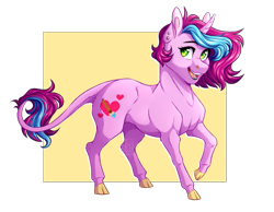 Size: 2775x2158 | Tagged: safe, artist:micky-ann, derpibooru import, oc, oc only, oc:artsy fantasy, pony, unicorn, cloven hooves, female, leonine tail, mare, open mouth, simple background, smiling, solo, transparent background