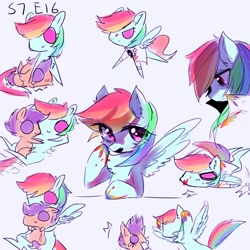 Size: 2000x2000 | Tagged: safe, artist:卡尔萨斯的小歌迷, derpibooru import, rainbow dash, scootaloo, pegasus, pony, campfire tales, female, filly, mare