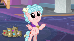 Size: 1280x720 | Tagged: safe, derpibooru import, screencap, cozy glow, pegasus, pony, school raze, cozy glow is best facemaker, cozybetes, cute, female, filly, foal, paper bag, solo