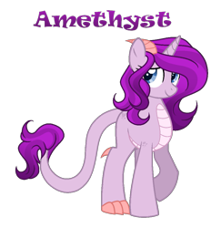 Size: 945x971 | Tagged: safe, artist:andy-hazards, derpibooru import, oc, oc:amethyst, dracony, hybrid, base used, female, interspecies offspring, offspring, parent:rarity, parent:spike, parents:sparity, simple background, solo, transparent background