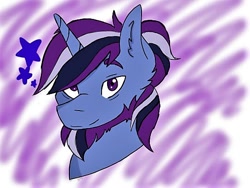 Size: 544x408 | Tagged: safe, artist:nocturnalgoober, derpibooru import, oc, oc only, oc:dusk star, beard, facial hair, kindverse, parent:silver script, parent:twilight sparkle, parents:twiscript, solo, unicirn