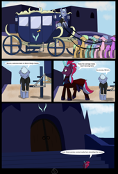 Size: 4750x7000 | Tagged: safe, alternate version, artist:chedx, derpibooru import, tempest shadow, comic:the storm kingdom, my little pony: the movie, absurd resolution, alternate hairstyle, alternate timeline, alternate universe, bad end, canterlot, castle, comic, gag, general tempest shadow, harness, muzzle gag, slave, slavery, tack, the bad guy wins