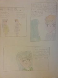 Size: 1944x2592 | Tagged: safe, artist:jerryakira79, derpibooru import, mistmane, sable spirit, human, comic, female, humanized, manga, panel, traditional art