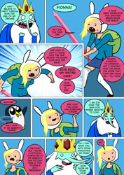 Size: 800x1133 | Tagged: safe, artist:imbriaart, derpibooru import, bird, penguin, comic:magic princess war, adventure time, barely pony related, comic, crossover, crystal sword, fionna, gunter (adventure time), ice king, no ponies