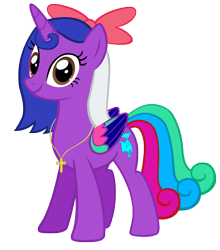 Size: 6275x7127 | Tagged: safe, artist:andoanimalia, derpibooru import, oc, oc:dino shining heart, alicorn, pony, absurd resolution, alicorn oc, bow, cross necklace, female, hair bow, solo, wings