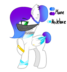 Size: 600x650 | Tagged: safe, artist:kookiebeatz, derpibooru import, oc, oc only, oc:fly-bi, pegasus, pony, bandana, bracelet, choker, colored wings, ear piercing, earring, female, jewelry, mare, multicolored wings, necklace, piercing, raised hoof, simple background, solo, transparent background, two toned wings, wing piercing, wristband