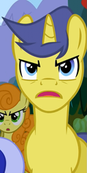 Size: 367x720 | Tagged: safe, derpibooru import, screencap, carrot top, comet tail, golden harvest, minuette, pony, unicorn, the super speedy cider squeezy 6000, angry, background pony, cropped, female, male, mare