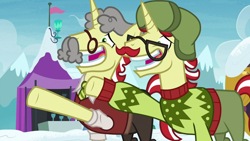 Size: 1280x720 | Tagged: safe, derpibooru import, screencap, flam, flim, pony, unicorn, best gift ever, brothers, disguise, faic, flim flam brothers, male, siblings, stallion