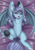 Size: 638x900 | Tagged: safe, artist:lifejoyart, derpibooru import, oc, oc only, oc:nightlight charm, bat pony, pony, armpits, bat pony oc, bat wings, belly button, chest fluff, choker, commission, cute, cute little fangs, digital art, ear fluff, eyeshadow, fangs, female, frog (hoof), looking at you, looking up, lying down, makeup, mare, one eye closed, open mouth, signature, smiling, underhoof, white hair, white mane, white tail, wings, wink, ych result