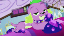 Size: 1920x1080 | Tagged: safe, derpibooru import, screencap, spike, spike the regular dog, dog, better together, equestria girls, reboxing with spike!, lidded eyes, stupid sexy spike