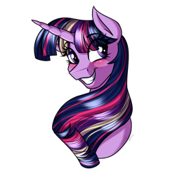 Size: 3000x3100 | Tagged: safe, artist:jack-pie, derpibooru import, twilight sparkle, twilight sparkle (alicorn), alicorn, pony, bust, female, grin, head only, mare, rainbow power, simple background, smiling, solo, transparent background