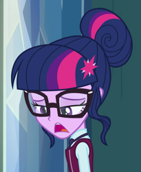 Size: 883x1079 | Tagged: safe, derpibooru import, screencap, sci-twi, twilight sparkle, equestria girls, friendship games, clothes, cropped, crystal prep academy uniform, female, glasses, school uniform, solo, what more is out there