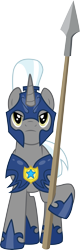Size: 2882x8993 | Tagged: safe, artist:inuhoshi-to-darkpen, derpibooru import, pony, unicorn, it's about time, armor, helmet, hoof shoes, looking at you, male, night guard, resource, royal guard, royal guard armor, simple background, solo, spear, stallion, transparent background, unicorn royal guard, vector, weapon
