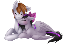 Size: 900x631 | Tagged: safe, artist:scarlet-spectrum, derpibooru import, oc, oc only, pegasus, pony, female, male, oc x oc, shipping, simple background, smiling, straight, transparent background
