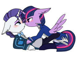 Size: 1024x768 | Tagged: safe, artist:skuuma2511, derpibooru import, rarity, twilight sparkle, twilight sparkle (alicorn), alicorn, pony, unicorn, blushing, female, lesbian, mare, rarilight, shipping, the count of monte cristo