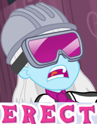 Size: 711x906 | Tagged: safe, derpibooru import, edit, edited screencap, screencap, photo finish, better together, constructive criticism, constructive criticism: photo finish, equestria girls, caption, expand dong, exploitable meme, goggles, hard hat, image macro, meme, safety goggles, text, wow! glimmer