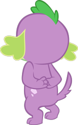 Size: 2797x4491 | Tagged: safe, alternate version, artist:red4567, derpibooru import, spike, spike the regular dog, dog, better together, equestria girls, reboxing with spike!, behind, bipedal, missing accessory, simple background, solo, that was fast, transparent background, vector