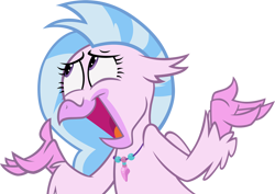 Size: 1480x1046 | Tagged: safe, derpibooru import, silverstream, classical hippogriff, hippogriff, school raze, cute, diastreamies, faic, female, open beak, shrug, silly, simple background, solo, transparent background, vector