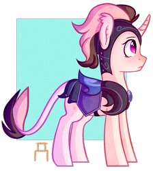 Size: 1083x1207 | Tagged: safe, artist:artiermis, derpibooru import, oc, oc only, oc:artemiss, pony, unicorn, armor, bat ears, curved horn, female, helmet, horn, leonine tail, mare, night guard, simple background, solo, transparent background