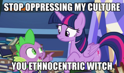 Size: 1024x606 | Tagged: safe, derpibooru import, edit, edited screencap, screencap, spike, twilight sparkle, twilight sparkle (alicorn), alicorn, dragon, father knows beast, image macro, meme, the order of the stick