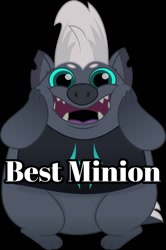 Size: 728x1097 | Tagged: safe, derpibooru import, edit, grubber, my little pony: the movie, best minion, cute, grubberbetes, hands on cheeks, looking at you, minion, smiling, text edit