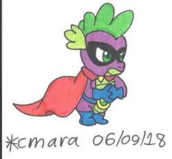 Size: 683x629 | Tagged: safe, artist:cmara, derpibooru import, humdrum, spike, dragon, power ponies (episode), power ponies, solo, traditional art