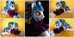 Size: 2000x1000 | Tagged: safe, artist:burgunzik, derpibooru import, sonata dusk, pony, irl, photo, plushie, ponified, prone, solo