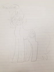 Size: 3024x4032 | Tagged: safe, artist:php115, derpibooru exclusive, derpibooru import, oc, oc:tsuyoshi midoriya, original species, pony, unicorn, fire, lined paper, magical gay spawn, male, monochrome, my hero academia, offspring, offspring from another series, parent:izuku midoriya, parent:katsuki bakugou, parents:bakudeku, ponified oc, quirked pony, solo, stallion, standing, this is fine, traditional art, using quirk