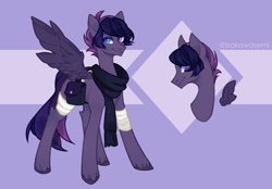 Size: 1024x712 | Tagged: safe, artist:_spacemonkeyz_, derpibooru import, oc, pegasus, pony, clothes, male, saddle bag, scarf, solo, stallion