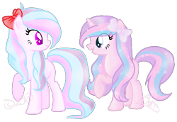 Size: 1132x777 | Tagged: safe, artist:doroshll, derpibooru import, oc, oc only, oc:sugar rhythm, oc:sweet sprinkles, earth pony, pony, unicorn, female, mare, simple background, transparent background