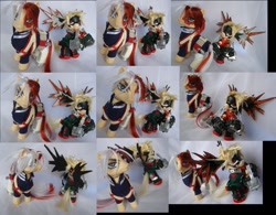 Size: 1024x800 | Tagged: safe, artist:lightningsilver-mana, derpibooru import, earth pony, pony, custom, duo, ground zero's hero costume, irl, katsuki bakugou, male, my hero academia, photo, ponified, quirked pony, shoto todoroki, shoto's hero costume, stallion, toy