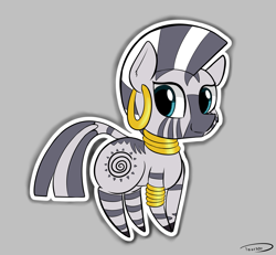 Size: 2139x1977 | Tagged: safe, artist:taurson, derpibooru import, zecora, zebra, chibi, female, looking at you, simple background, smiling, solo, white outline