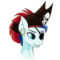 Size: 1500x1500 | Tagged: safe, artist:up1ter, derpibooru import, oc, earth pony, pony, bust, ear piercing, earring, eyepatch, hat, jewelry, piercing, pirate, pirate hat, portrait, simple background, solo, transparent background