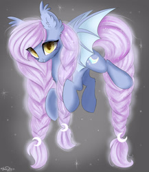 Size: 2600x3000 | Tagged: safe, artist:carpe diem, derpibooru import, oc, bat pony, pony, bat pony oc, braid, braided tail, ethereal mane, female, mare, solo, starry mane