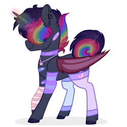 Size: 726x726 | Tagged: safe, artist:_spacemonkeyz_, derpibooru import, oc, oc:blaze, alicorn, bat pony, bat pony alicorn, pony, bandage, bandaid, clothes, magic, male, simple background, socks, solo, stallion, transparent background