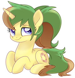 Size: 794x829 | Tagged: safe, artist:prince-lionel, derpibooru import, oc, oc only, oc:tropical grove, pony, unicorn, female, mare, movie accurate, prone, simple background, solo, transparent background